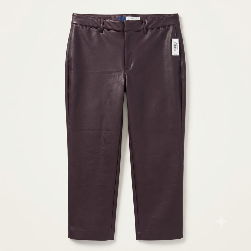 Old Navy Womens 16P Edgy Office Siren Goth Faux Leather Pixie Straight Pants